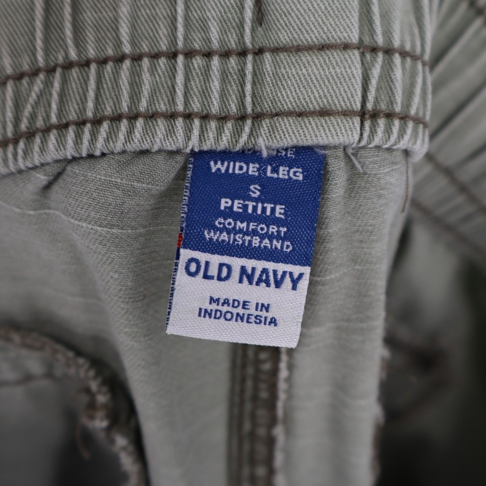 Old Navy Cargo Pants Womens Small Petite Olive Green Cotton Mid Rise Wide Leg - Picture 3 of 6